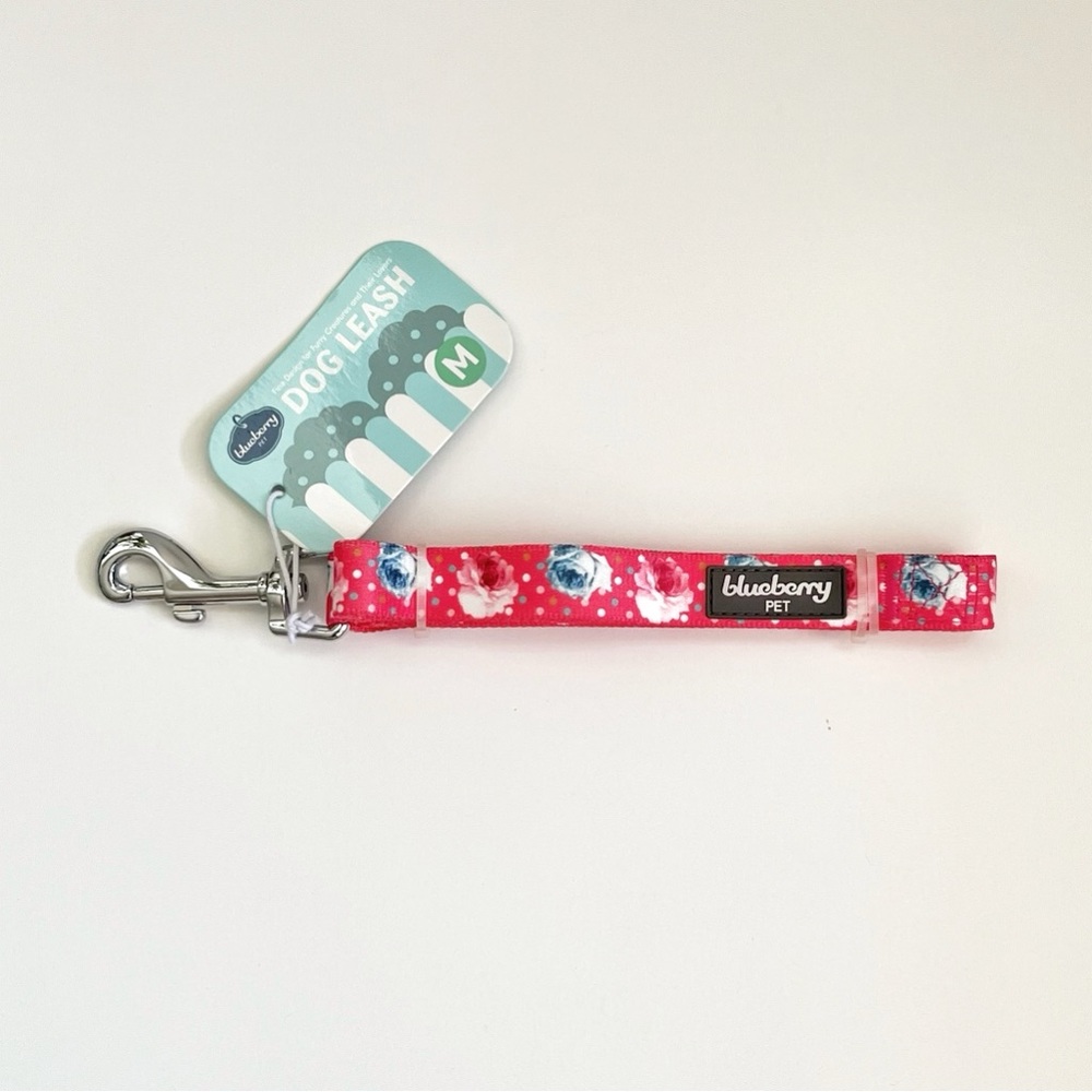 Blueberry Pet Inspired Rose and Polka Dot Leash, Medium